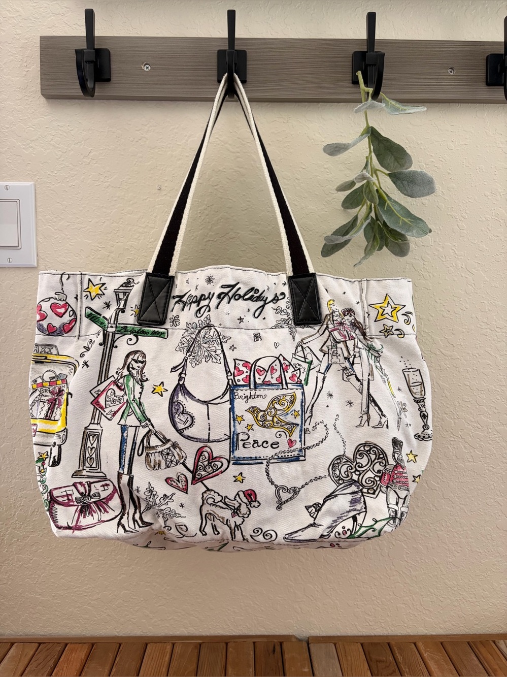 Brighton Holiday Canvas Tote Large Shoulder Bag
